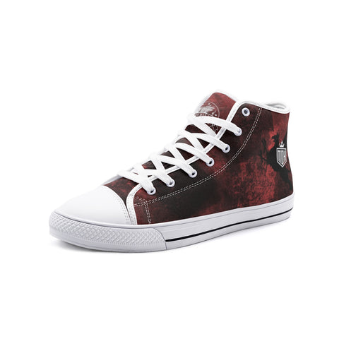 MDK Red Stressed Unisex High Top Canvas Shoes