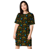 whimsical Love Black T-shirt dress