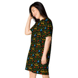 whimsical Love Black T-shirt dress